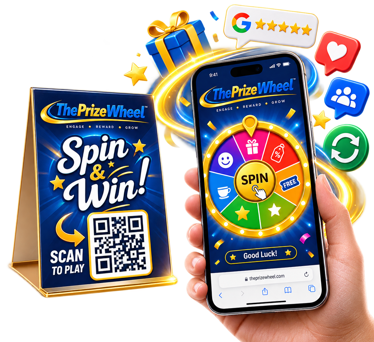 Digital Spin and Win table tent